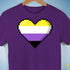Nonbinary Pride 8-Bit Pixel Heart Premium Unisex T-Shirt - Purple